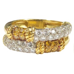 Kutchinsky London Yellow Gold White and Fancy Color Diamond Ring