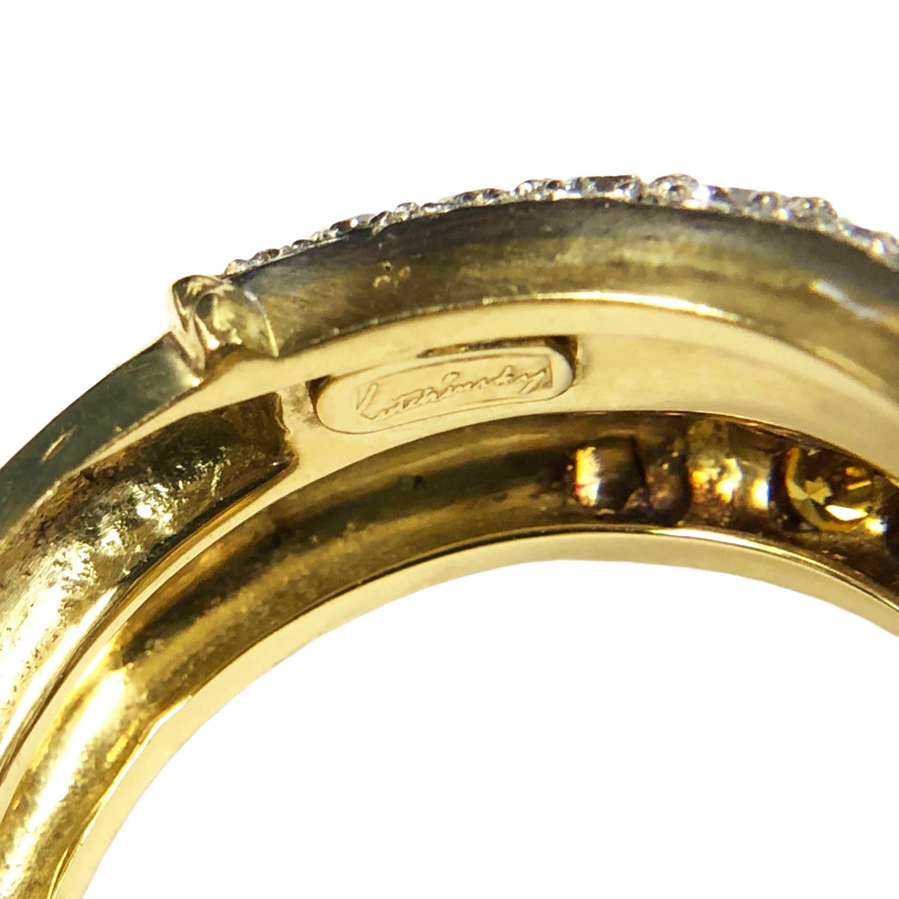 Anillo Kutchinsky London de oro amarillo con diamantes blancos y de color fantasía en venta 1