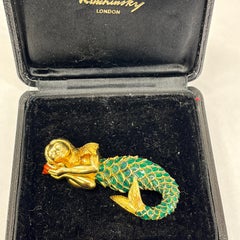 Kutchinsky Mermaid Brooch – 18ct Yellow Gold & Enamel