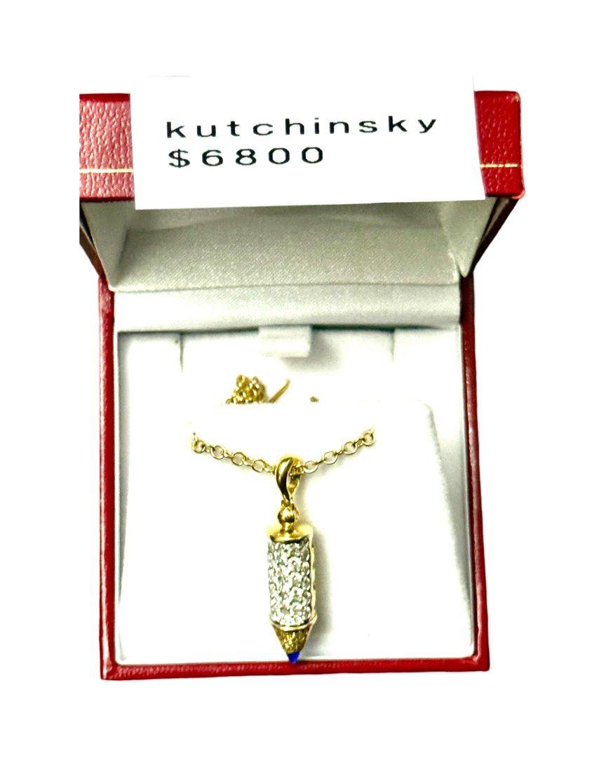 Kutchinsky Diamond Pendant and Chain Necklace 18 kt Gold 44cm / 17,5 inches 
Year Approx 1980