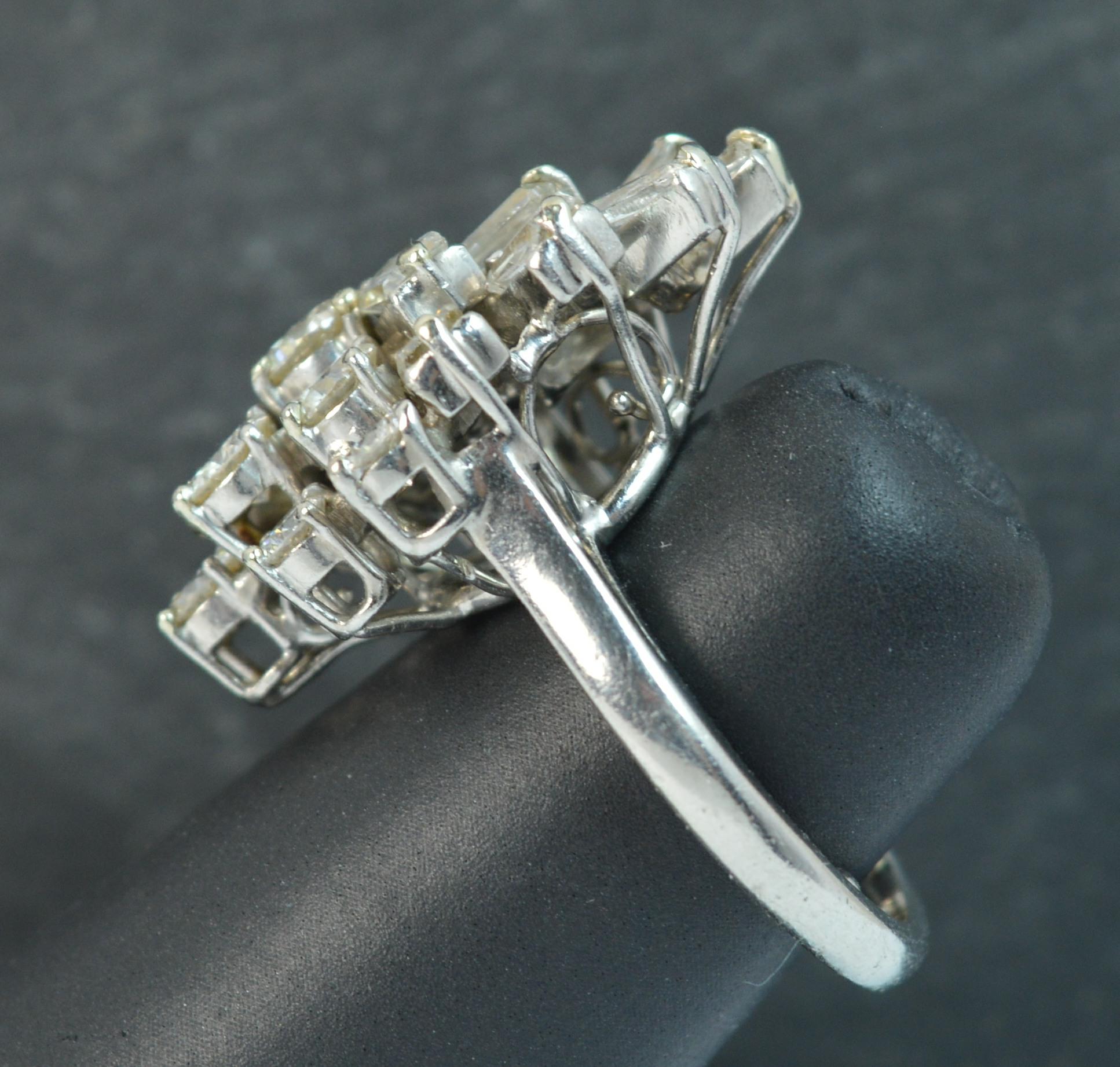 Kutchinsky Platinum and VS 3.5 Carat Diamond Cluster Cocktail Ring 5