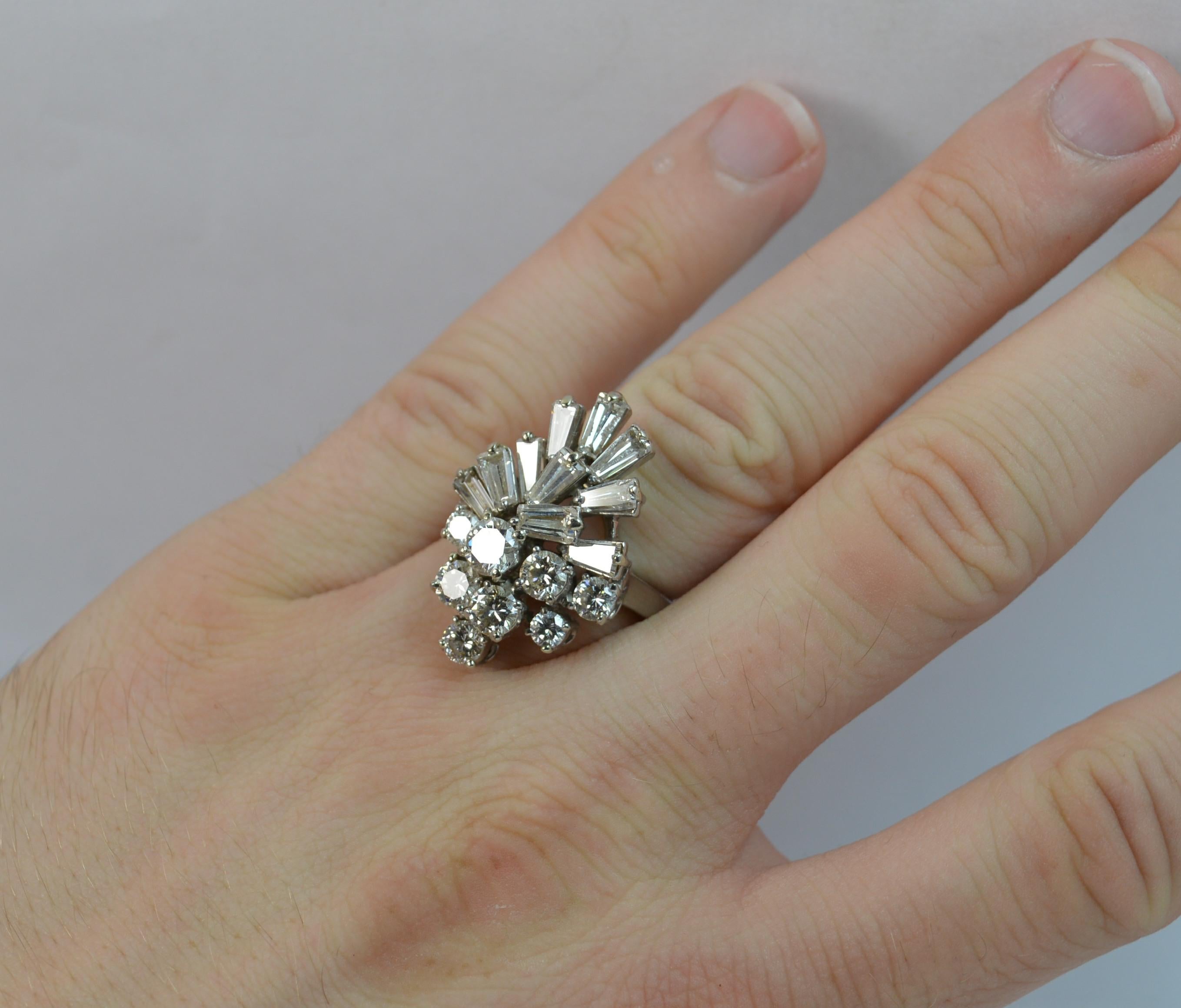 Kutchinsky Platinum and VS 3.5 Carat Diamond Cluster Cocktail Ring In Excellent Condition In St Helens, GB