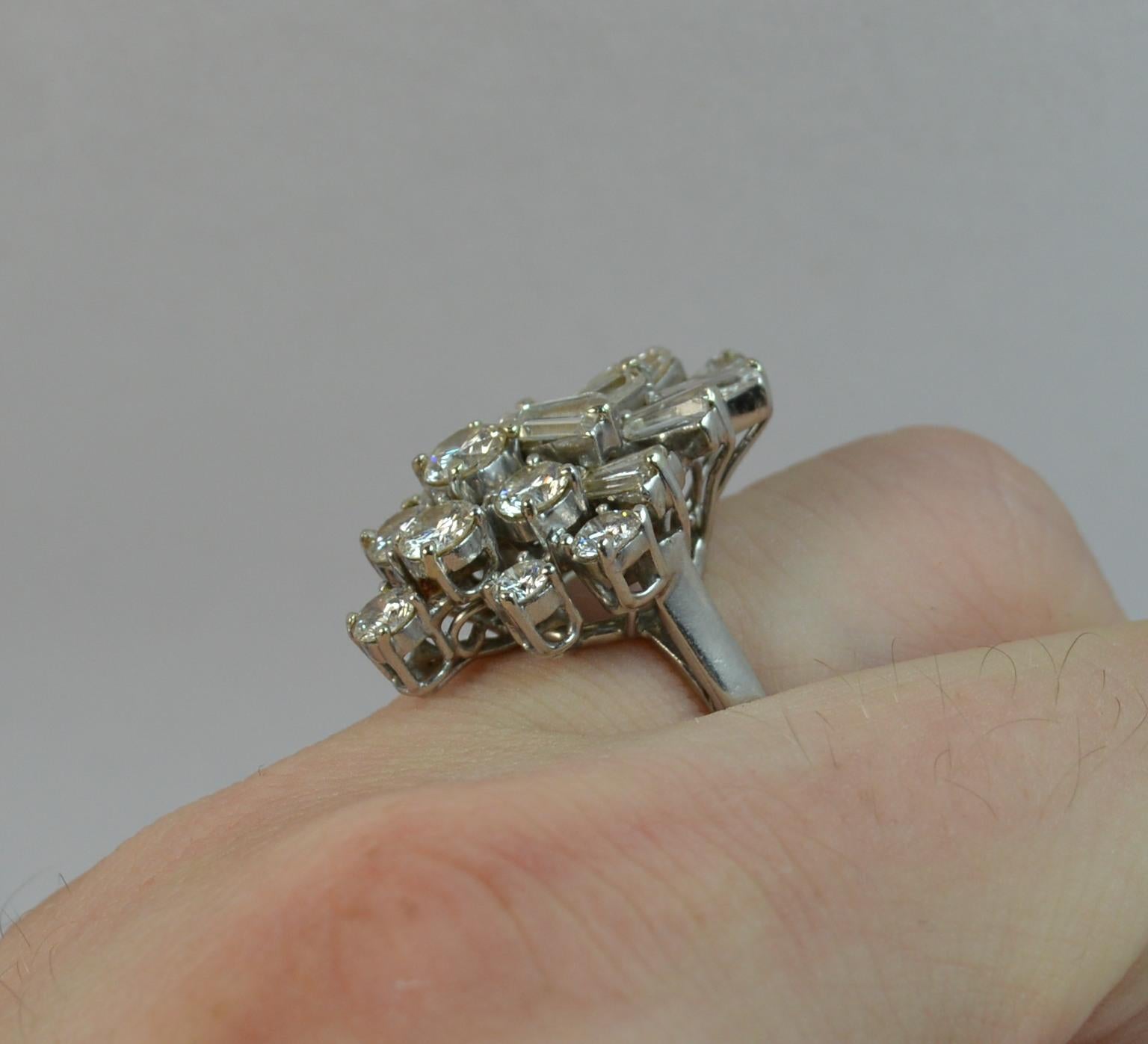 Women's Kutchinsky Platinum and VS 3.5 Carat Diamond Cluster Cocktail Ring