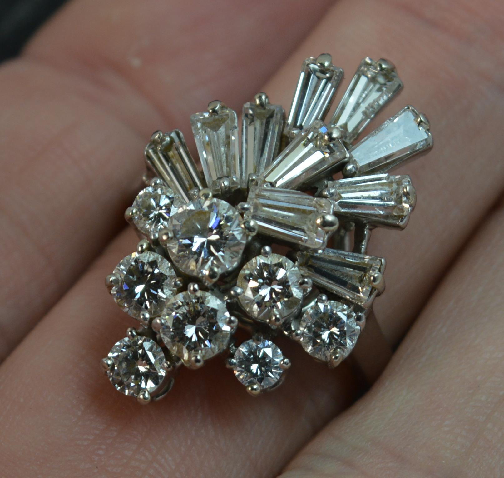 Kutchinsky Platinum and VS 3.5 Carat Diamond Cluster Cocktail Ring 1