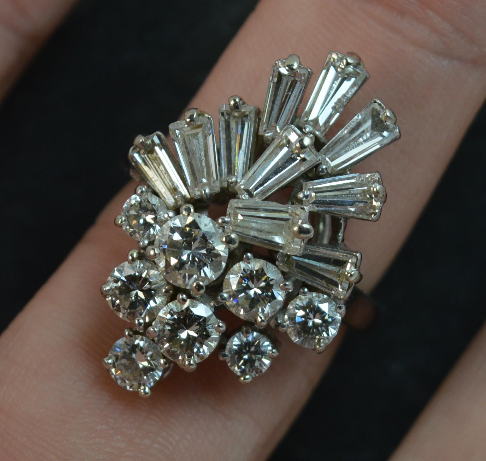 Kutchinsky Platinum and VS 3.5 Carat Diamond Cluster Cocktail Ring 2