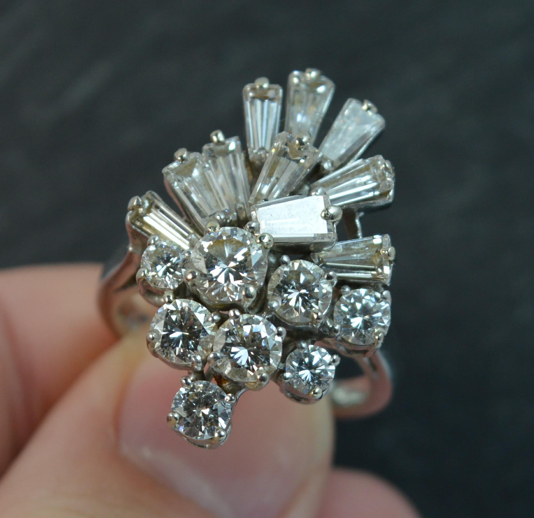 Kutchinsky Platinum and VS 3.5 Carat Diamond Cluster Cocktail Ring 3