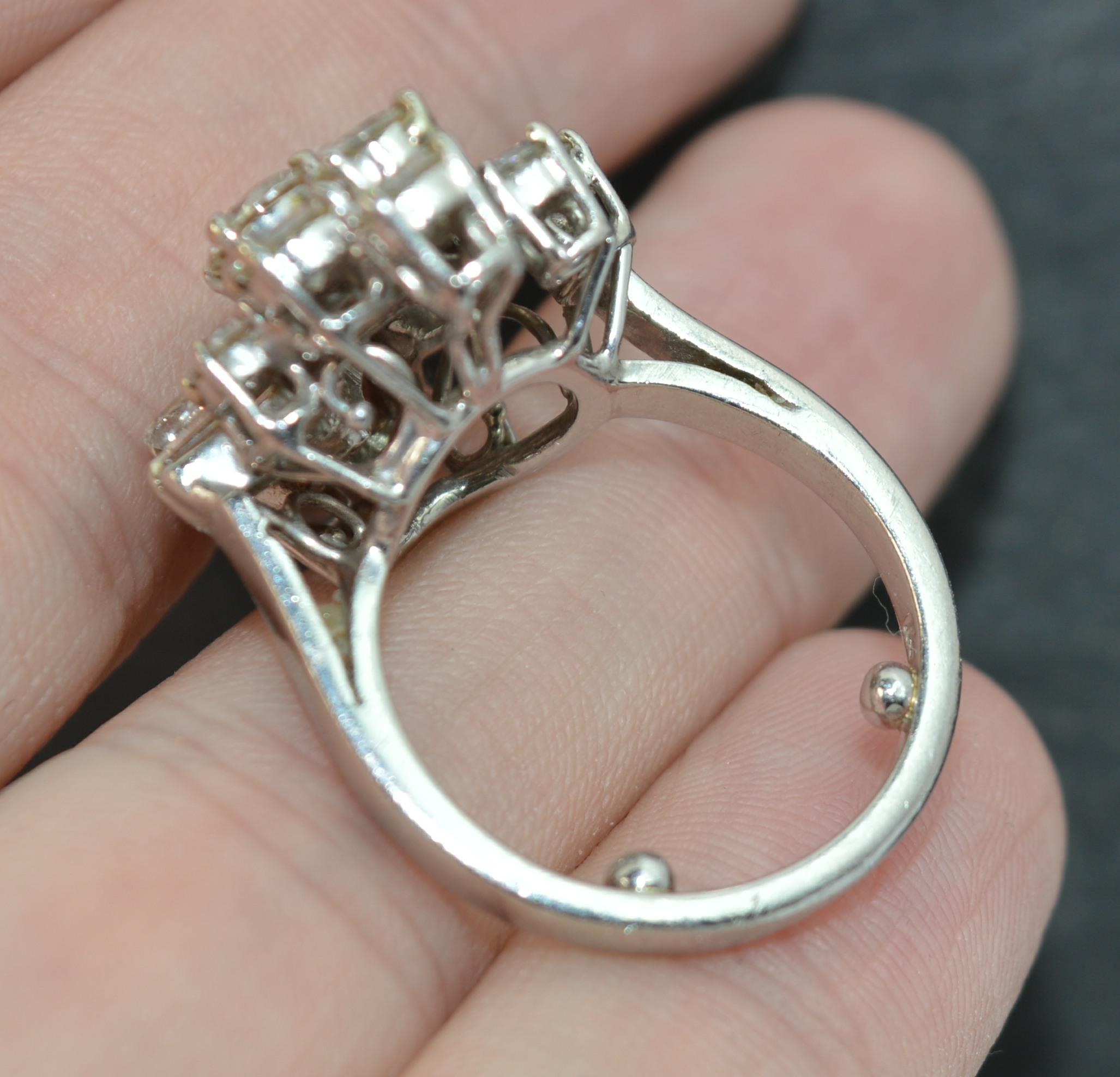 Kutchinsky Platinum and VS 3.5 Carat Diamond Cluster Cocktail Ring 4