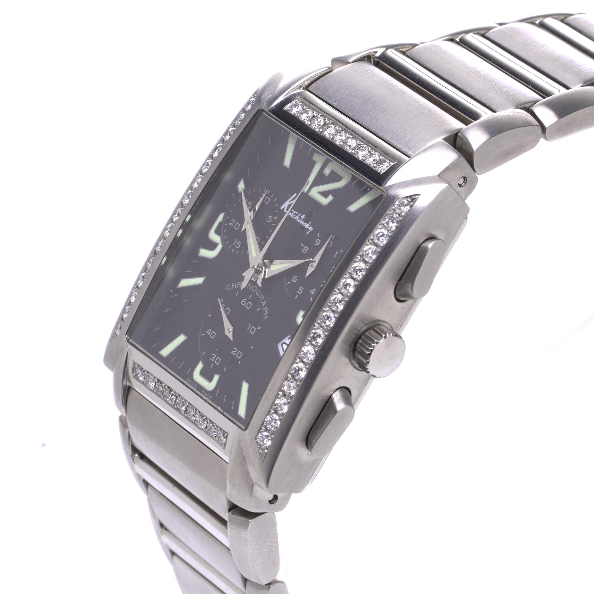 Montre-bracelet Kutchinsky en acier inoxydable avec chronographe à diamants Unisexe en vente
