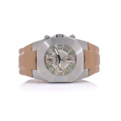 Orologio da polso cronografo automatico Kutchinsky in acciaio, fondello a vista, anni 2000