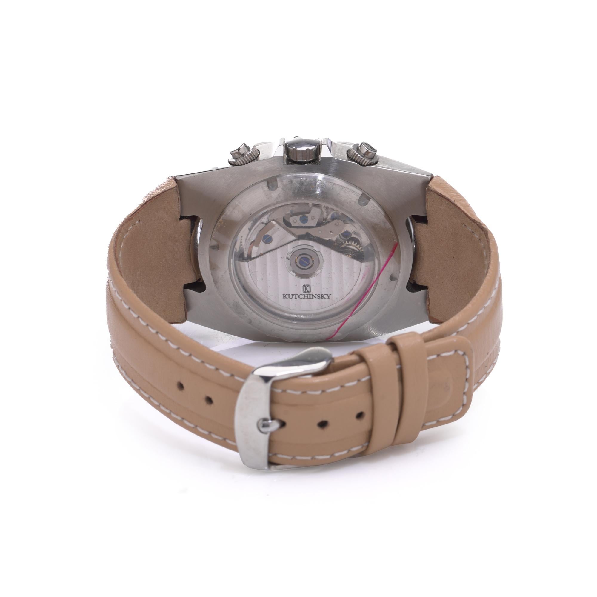 Reloj de pulsera cronógrafo automático de acero Kutchinsky, fondo de caja de exposición, años 2000 en venta 3