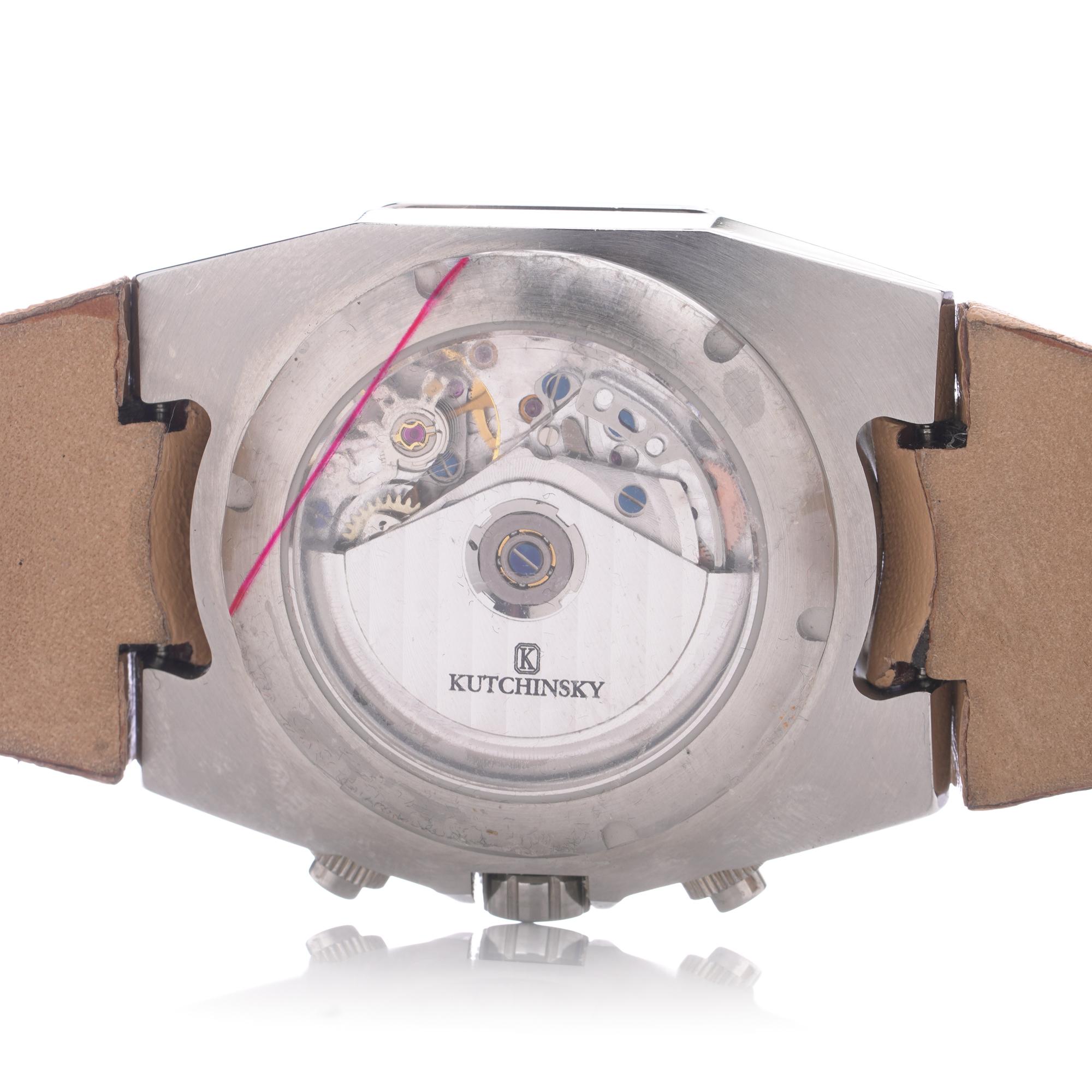 Reloj de pulsera cronógrafo automático de acero Kutchinsky, fondo de caja de exposición, años 2000 en venta 4