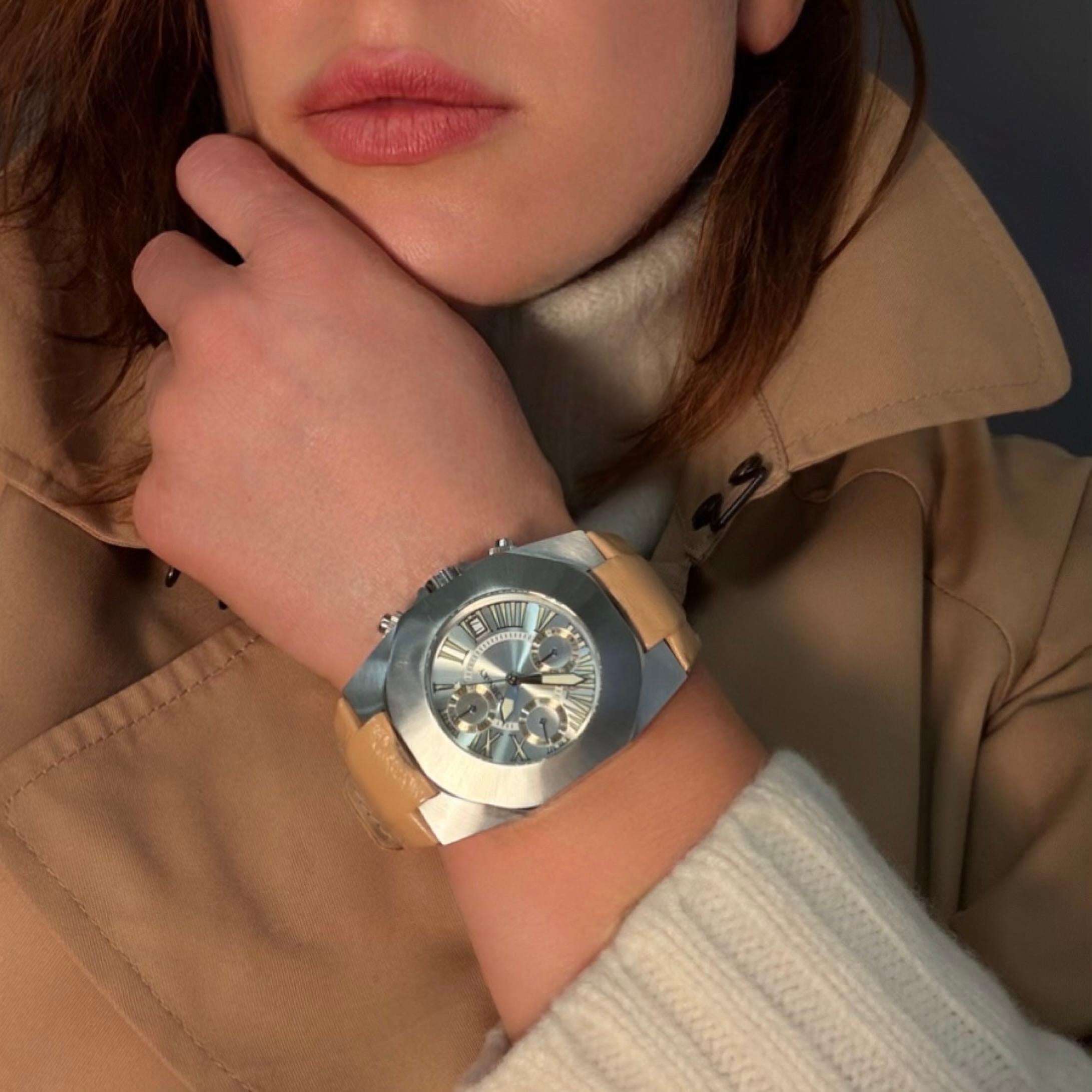 Reloj de pulsera cronógrafo automático de acero Kutchinsky, fondo de caja de exposición, años 2000 en venta 5