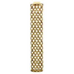 Kutchinsky Striking 18 Carat Gold Woven Wide Cuff Bracelet 1970 Italian