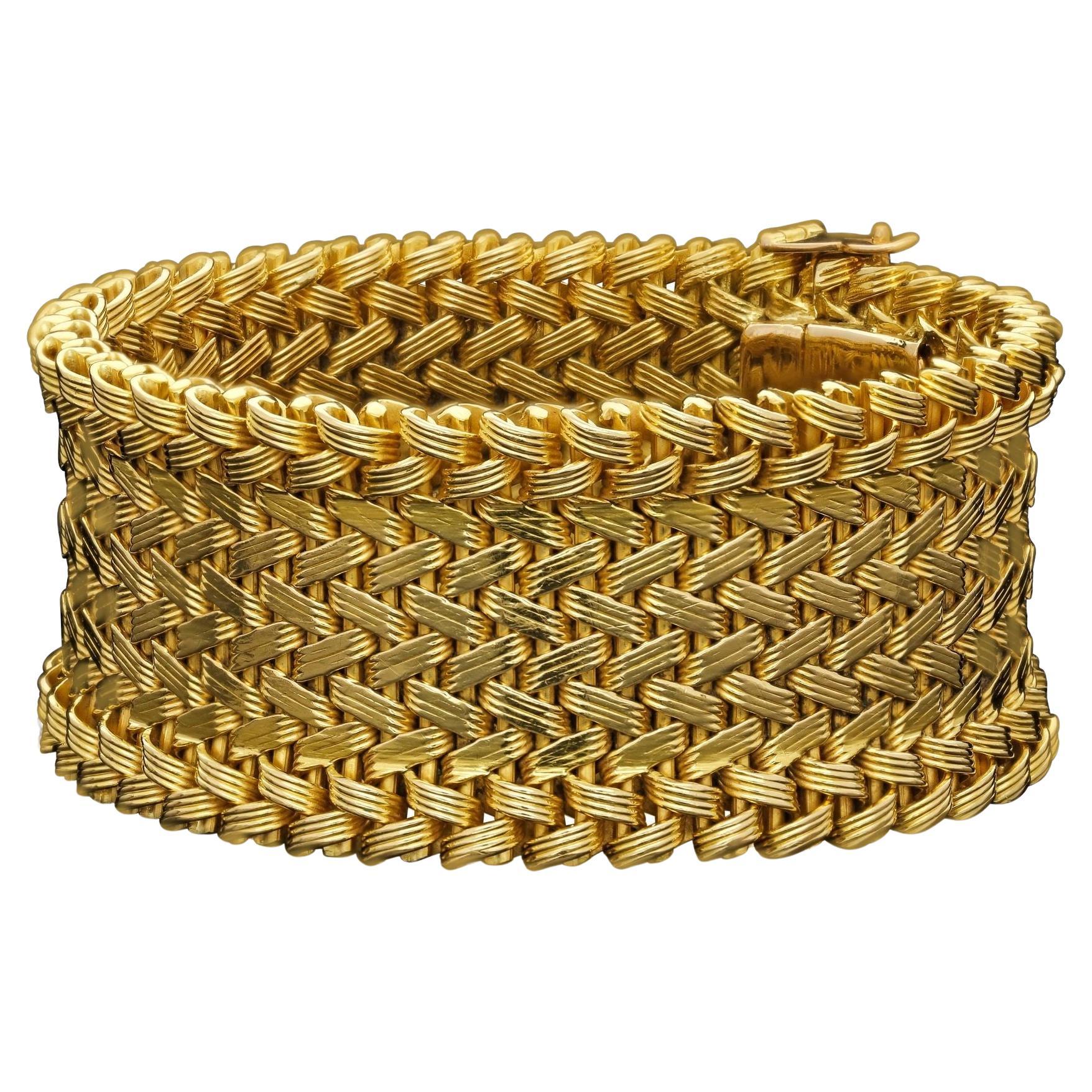 Kutchinsky Stylish 18ct Gold Woven Mesh Bracelet 1966