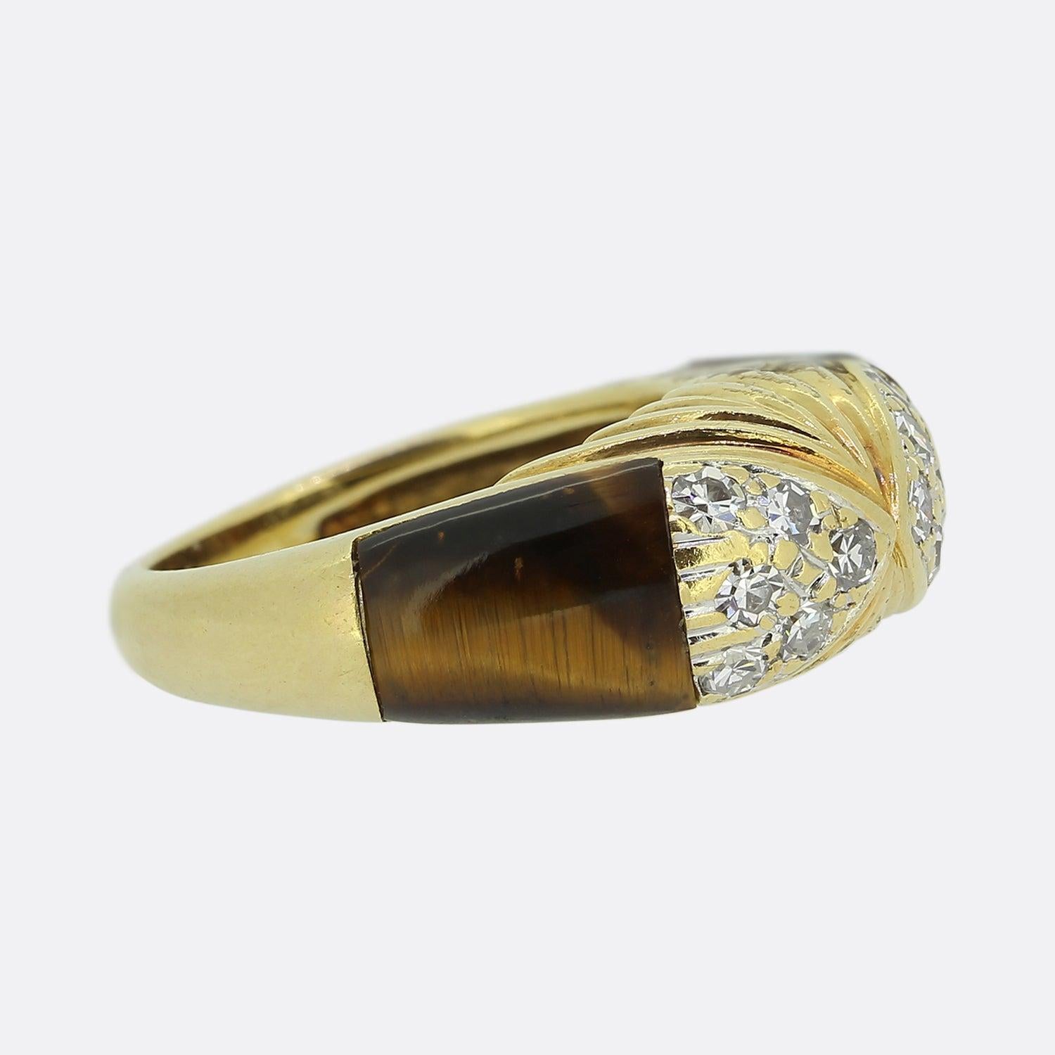 Brilliant Cut Kutchinsky Tiger's Eye and Diamond Ring