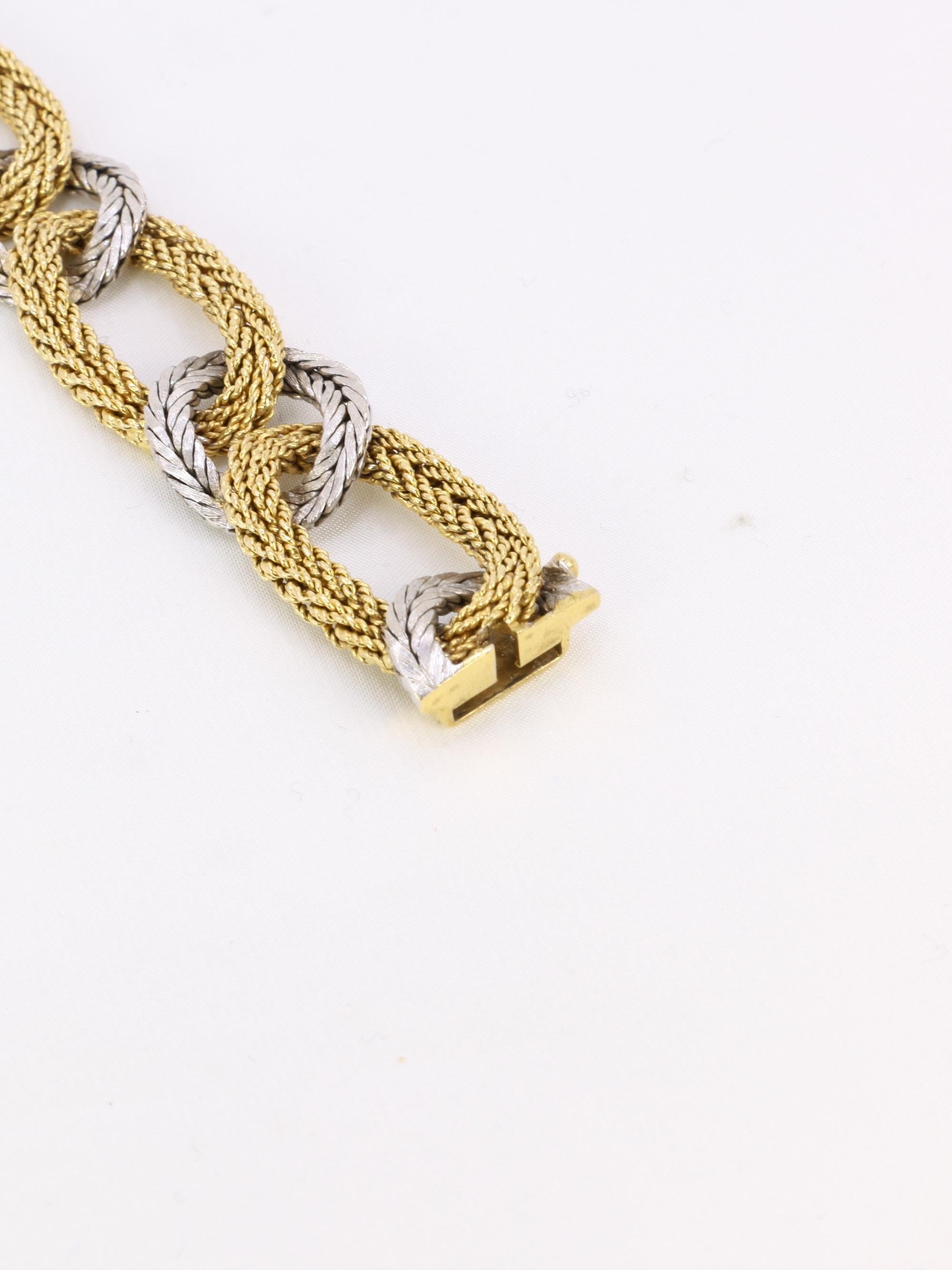 KUTCHINSKY Vintage braided yellow and white gold bracelet For Sale 6