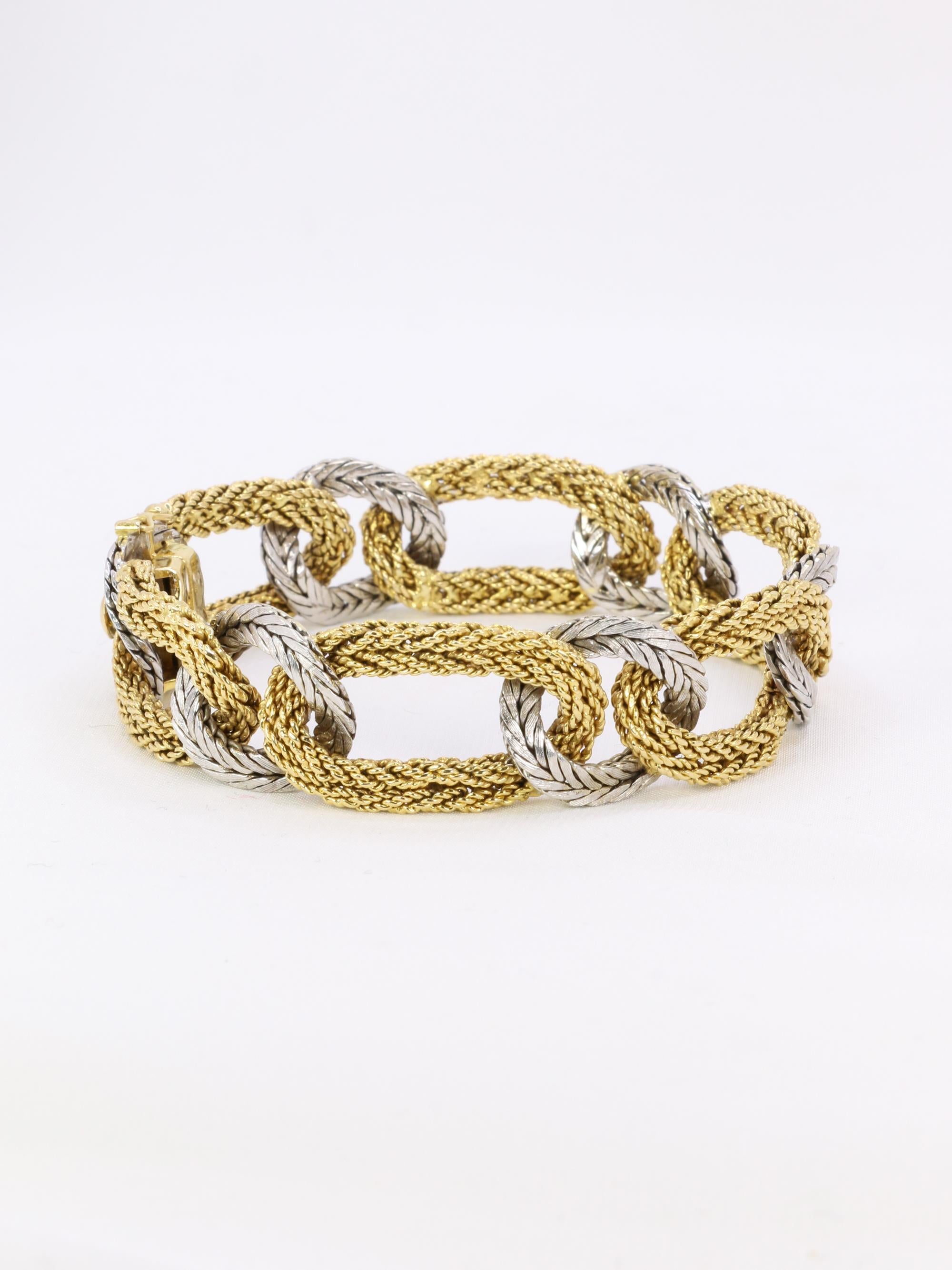 Women's KUTCHINSKY Vintage braided yellow and white gold bracelet For Sale