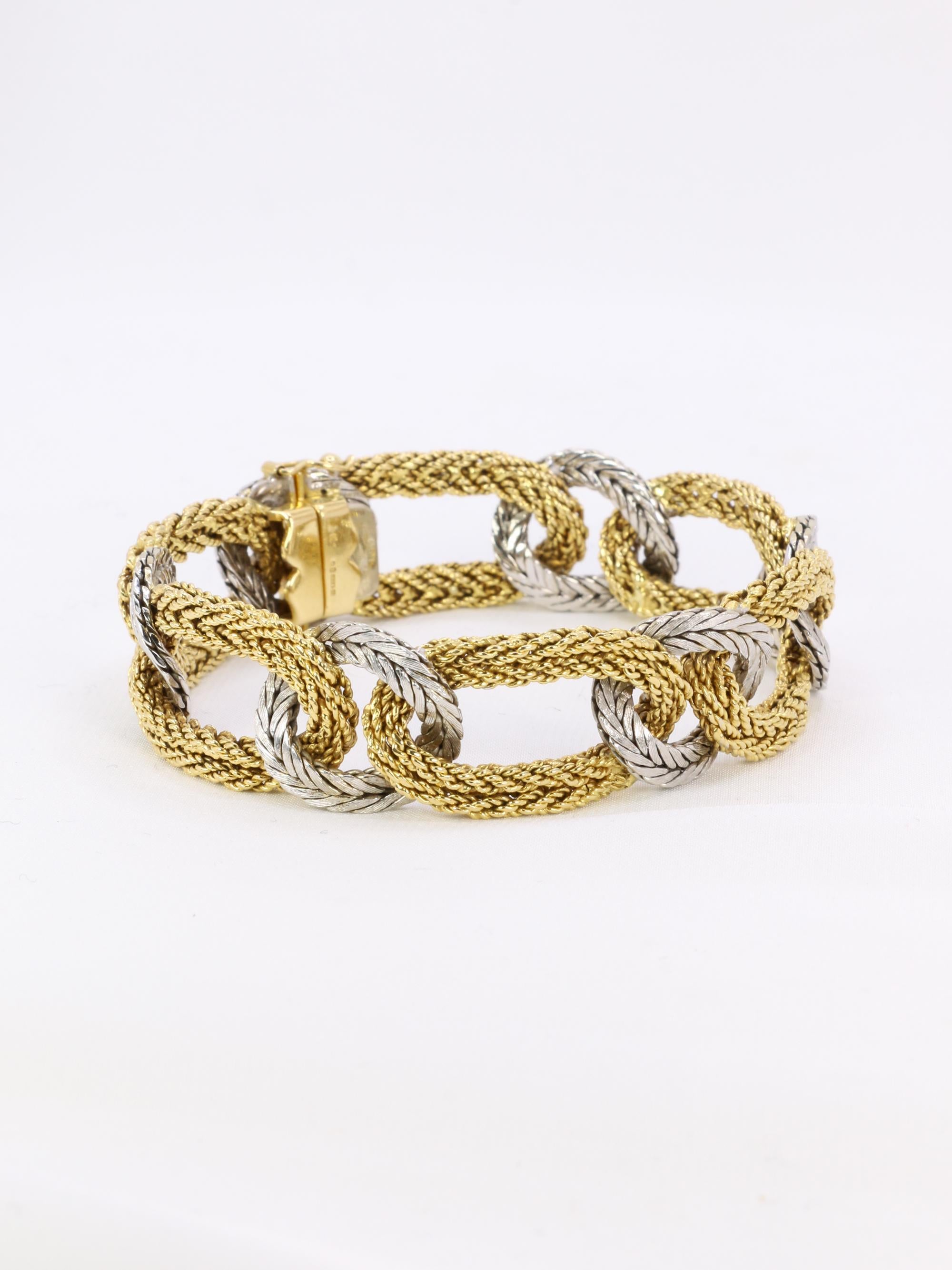 KUTCHINSKY Vintage braided yellow and white gold bracelet For Sale 1