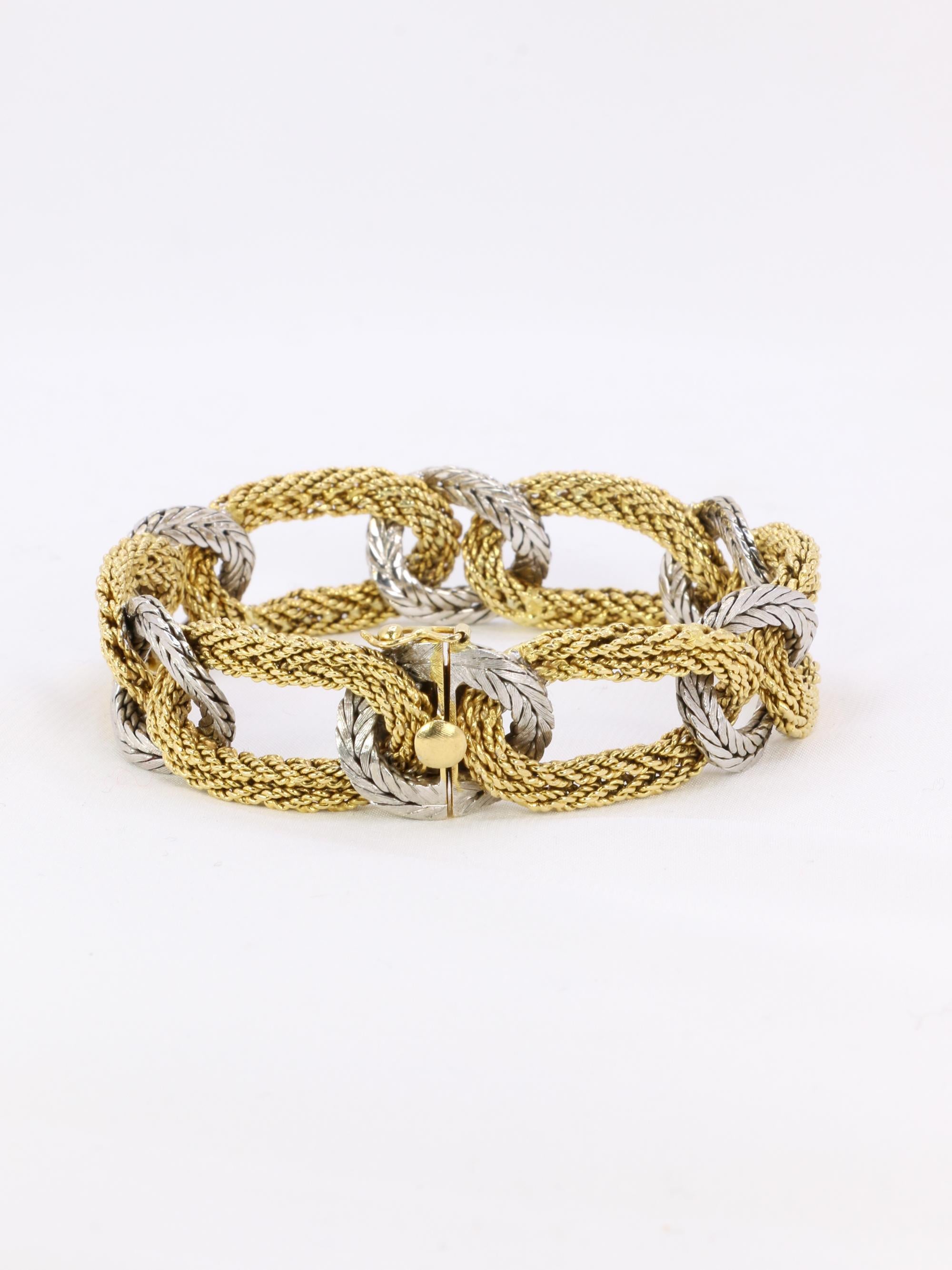 KUTCHINSKY Vintage braided yellow and white gold bracelet For Sale 2