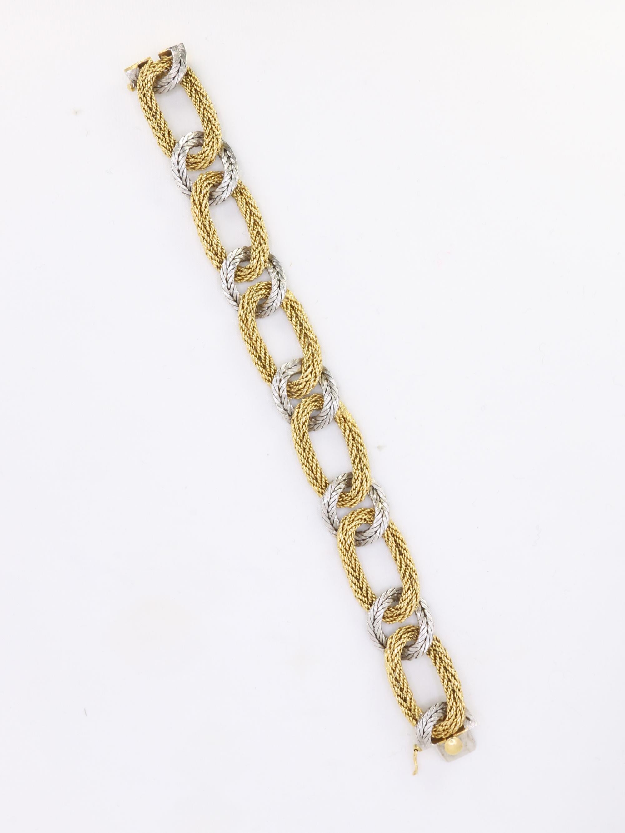 KUTCHINSKY Vintage braided yellow and white gold bracelet For Sale 3