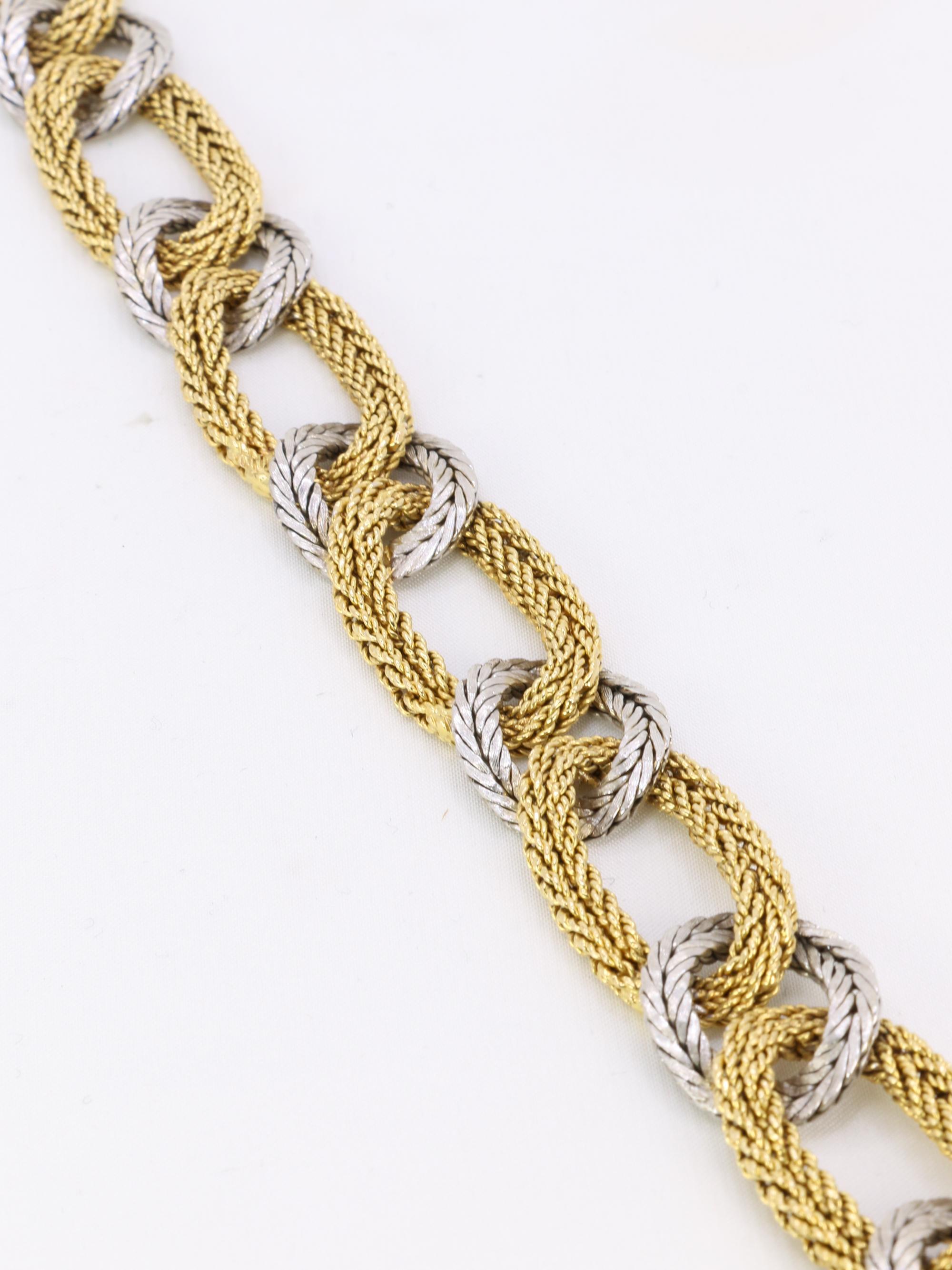 KUTCHINSKY Vintage braided yellow and white gold bracelet For Sale 4