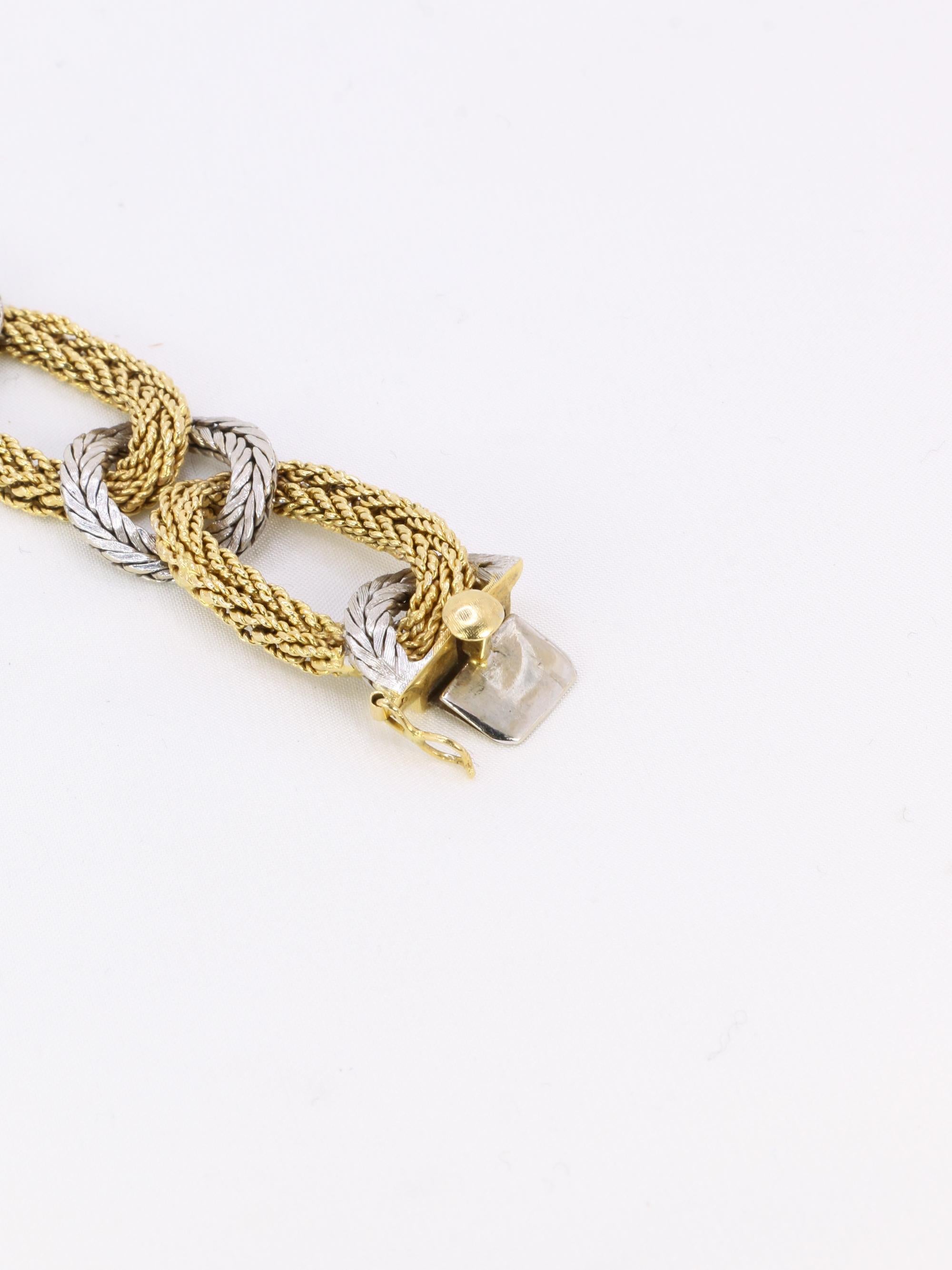 KUTCHINSKY Vintage braided yellow and white gold bracelet For Sale 5
