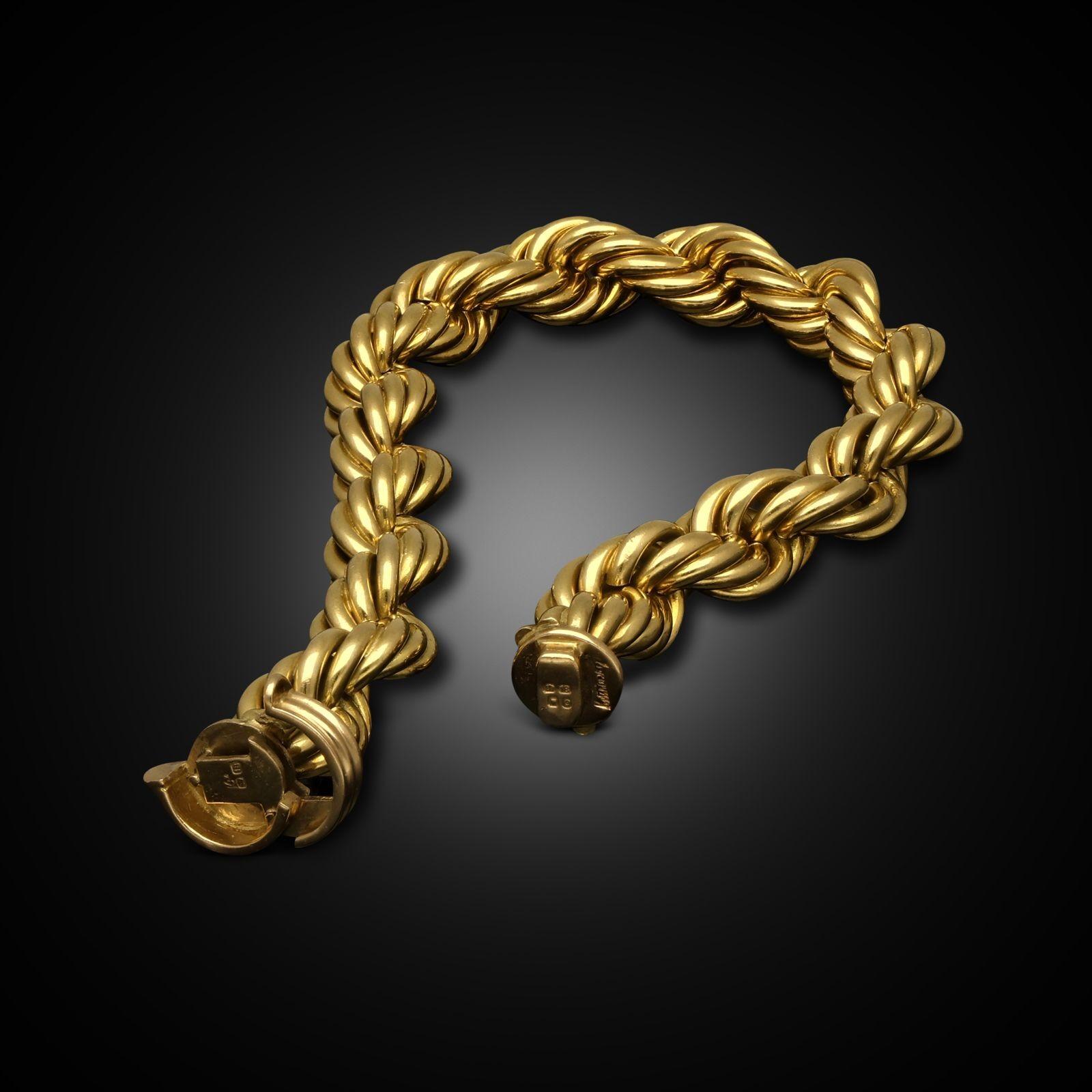 Kutchinsky Vintage Rope Twist Armband aus 18 Karat Gelbgold für Damen oder Herren im Angebot