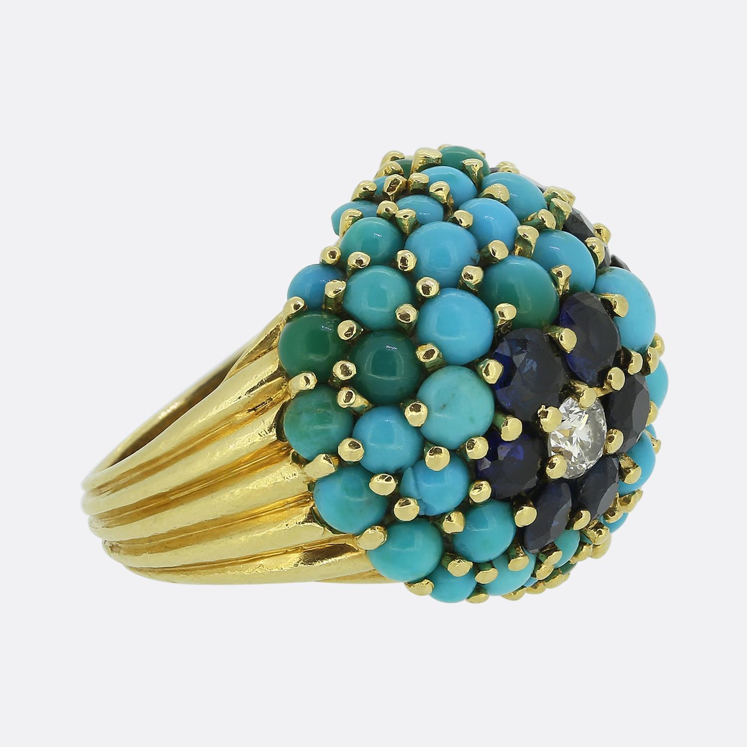 Anillo Kutchinsky Vintage Turquesa Zafiro y Diamantes en Bueno estado para la venta en London, GB