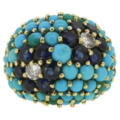 Kutchinsky Vintage Turquoise Sapphire and Diamond Ring