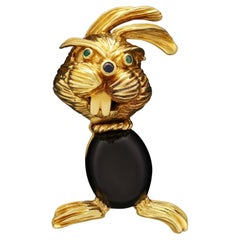 Kutchinsky Turquoise Diamond Gold Flower Brooch at 1stDibs