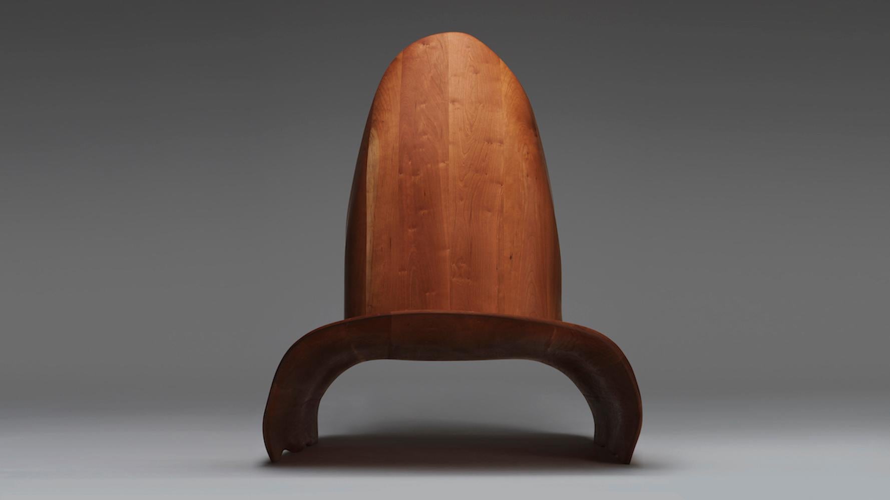 Edition of 8 + 4 Artist Proofs.
Lead time 4 months.


Kutitji | Shield Chair by Errol Evans + Trent Jansen
American cherry and American walnut

Kutitji Chair (Shield), designed by Errol Evans and Trent Jansen, results from Errol’s passion for