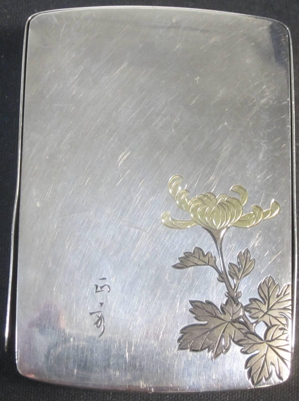 Kuyeda Japanese silver cigarette case,
marked 950,
Size 97 grams, 3.4 ounces.