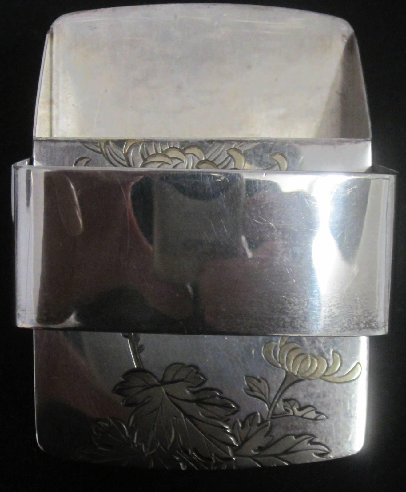 Kuyeda Japanese Silver Cigarette Case In Excellent Condition In Paradise Point, Queensland