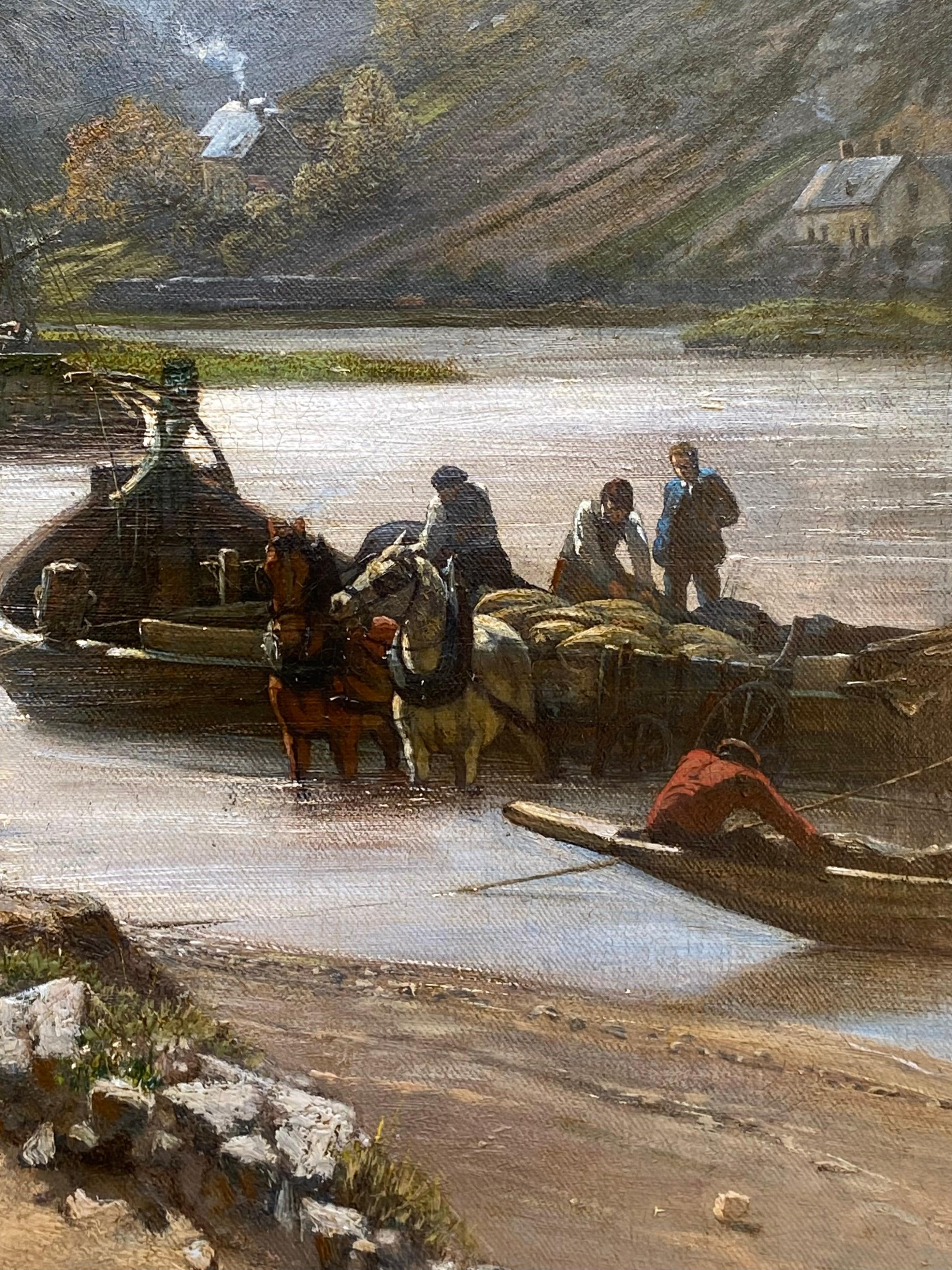 Along the River “La Meuse” by Martinus Kuytenbrouwer, 1821 – 1897, Signed For Sale 6