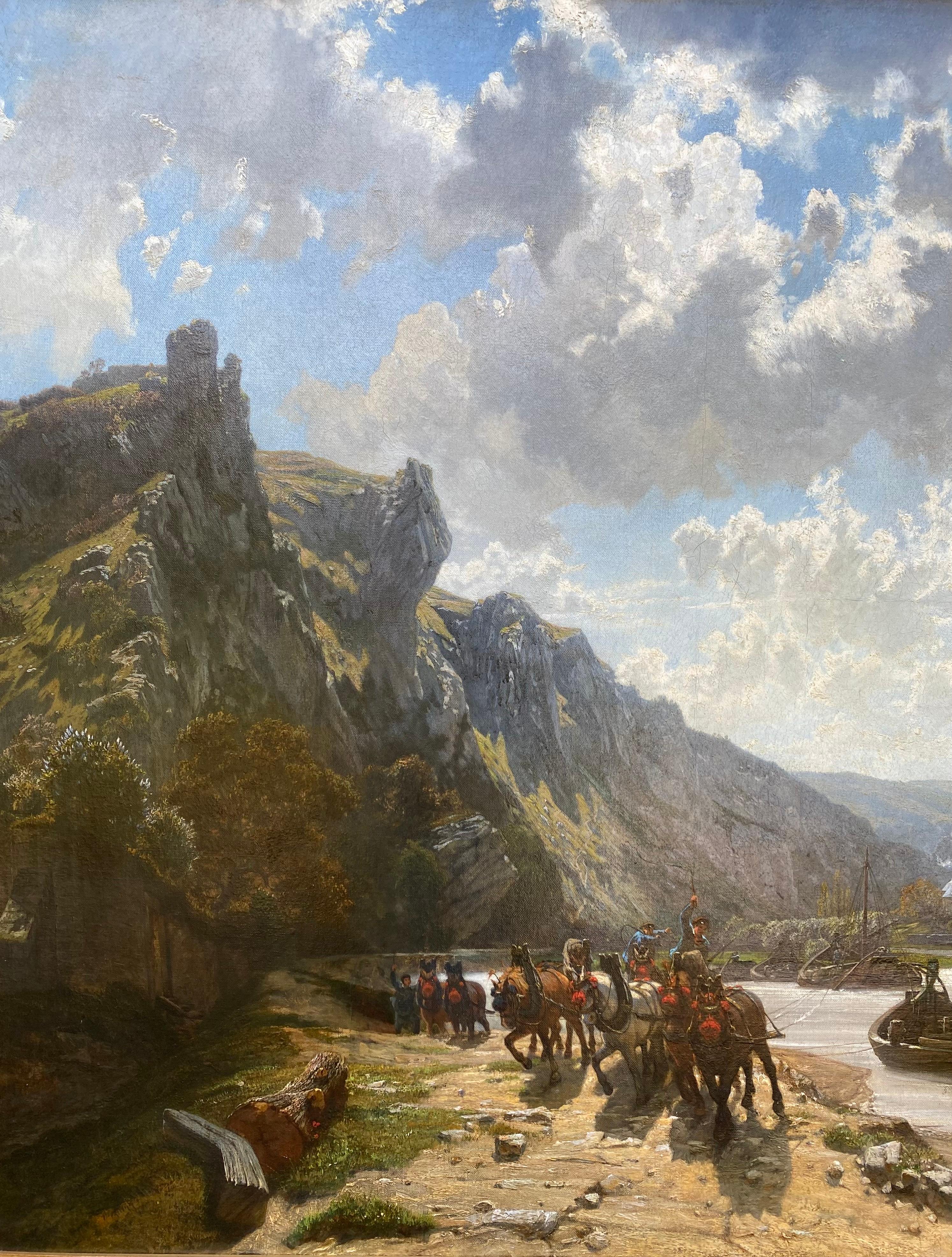 Along the River “La Meuse” by Martinus Kuytenbrouwer, 1821 – 1897, Signed - Romantic Painting by Kuytenbrouwer Martinus