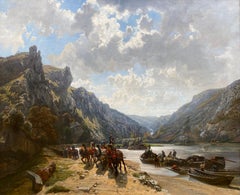 Lungo il fiume "La Meuse" di Martinus Kuytenbrouwer, 1821 - 1897, Firmato