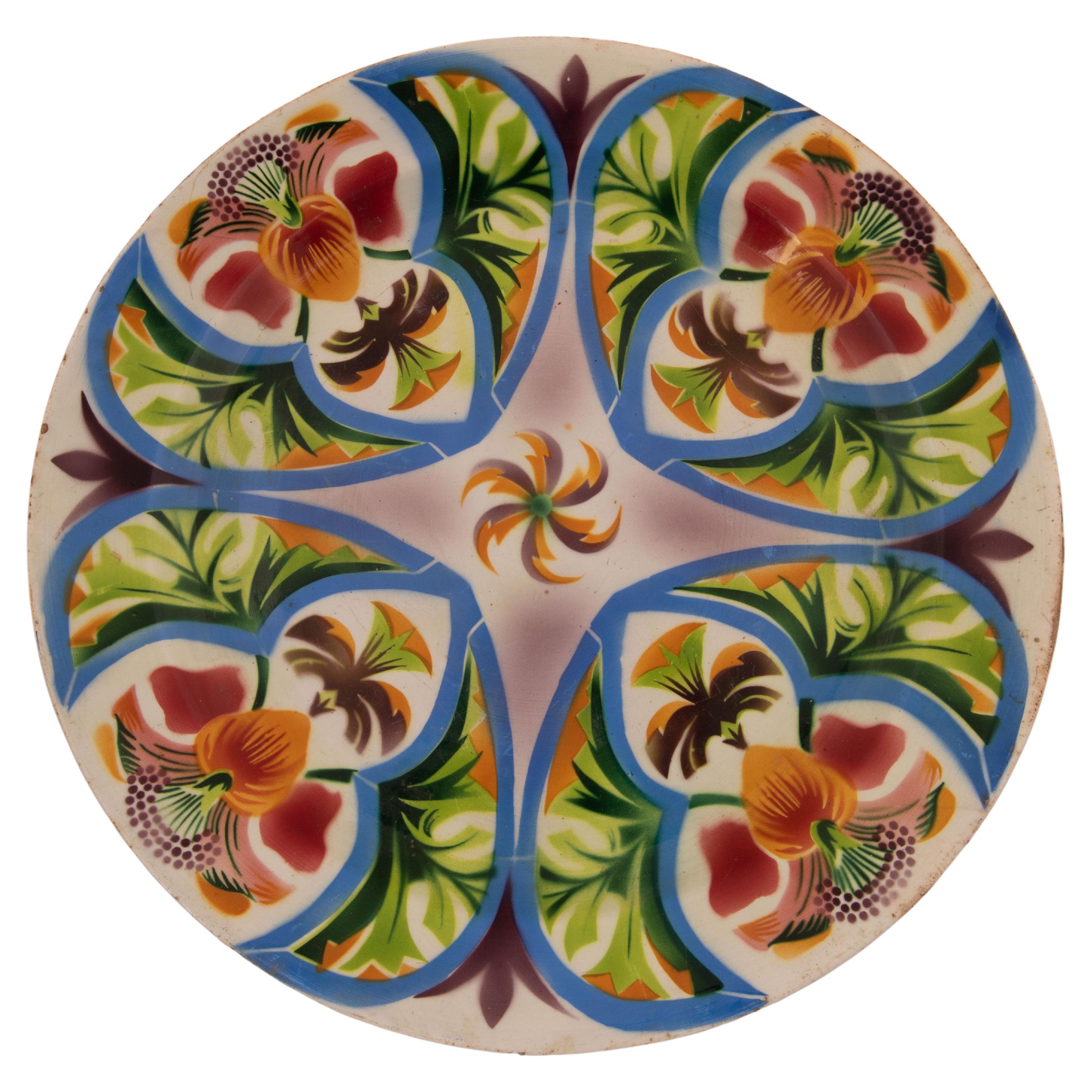 Kuznetsov Ceramic Plate, Rare Design, Russia, Early 20th Century For Sale