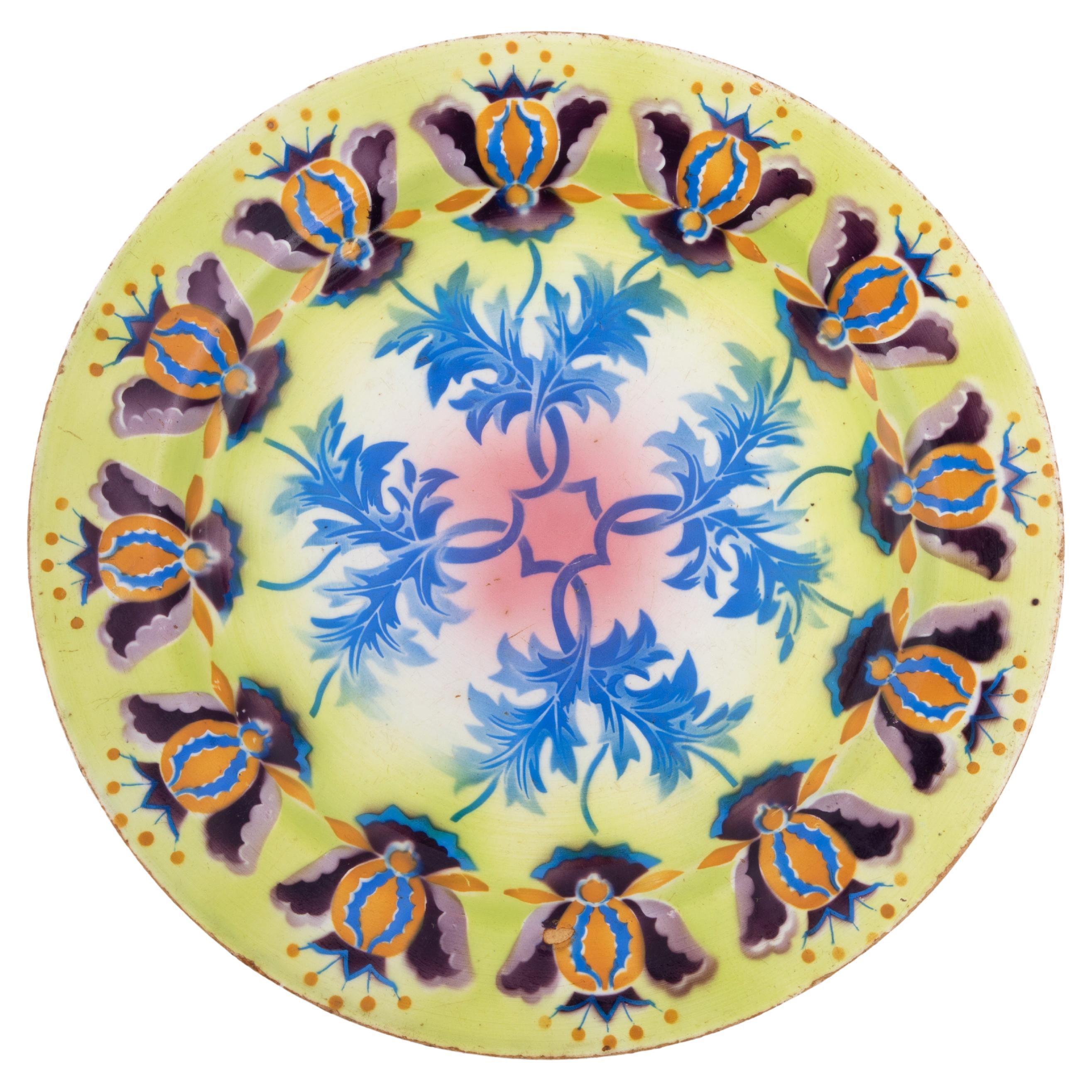 Kuznetsov Ceramic Plate, Russia, Early 20th Century For Sale