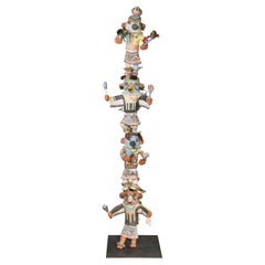 Kwahu Eagle Kachina Terracotta Totem 78 Inches Tall