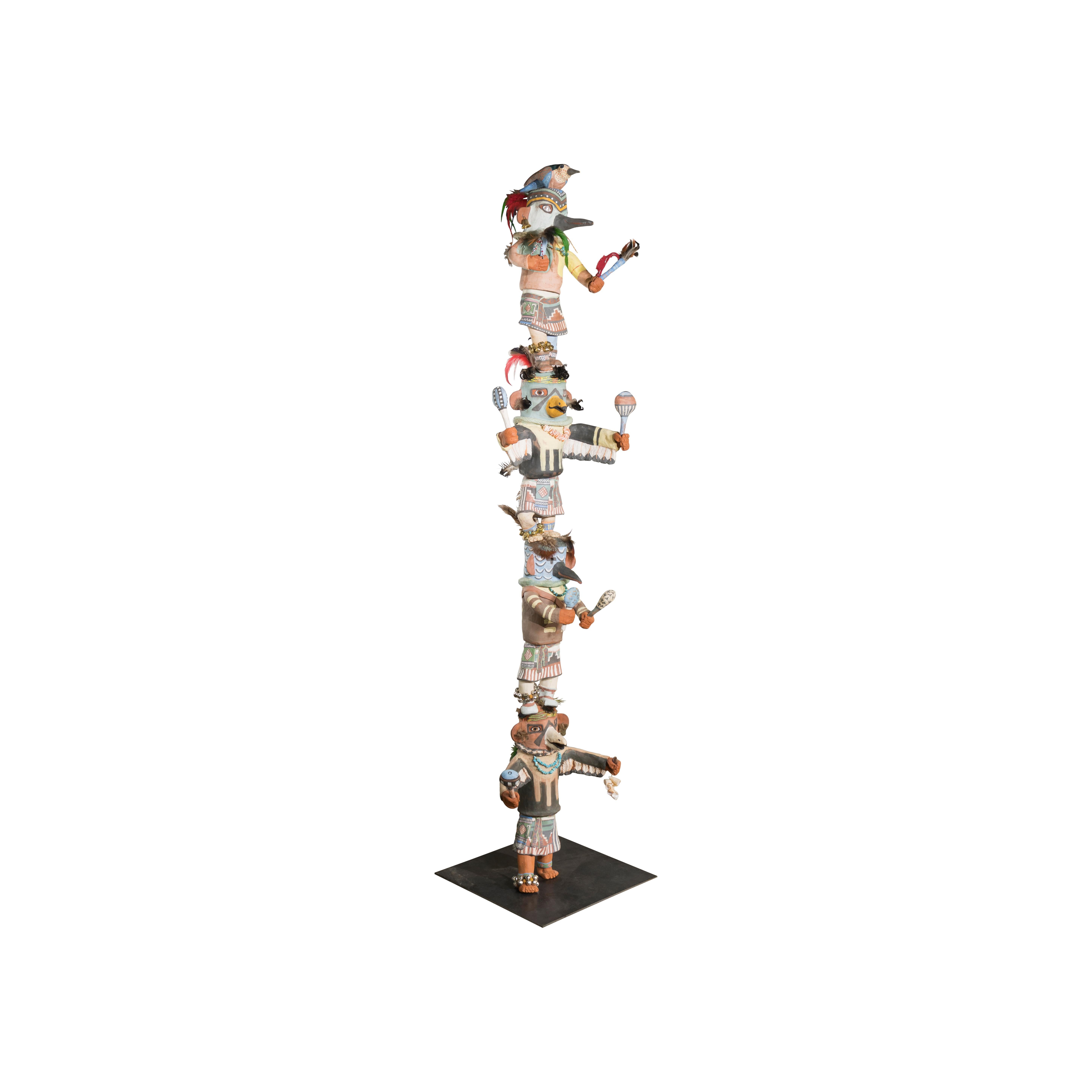Kwahu Adler Kachina Terrakotta-Totem 78 Zoll hoch (Handgeschnitzt) im Angebot