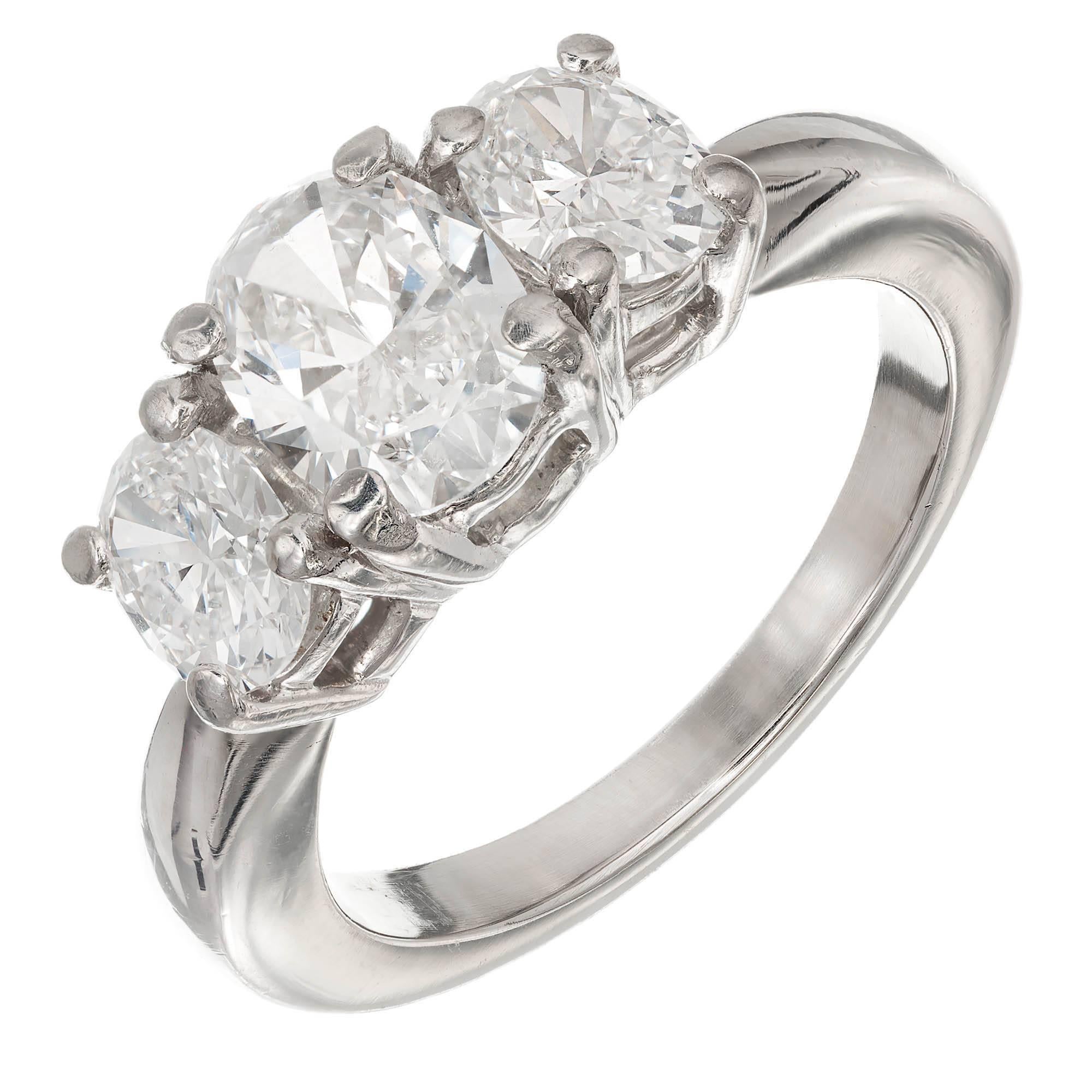 Kwiat 1.03 Carat Oval Diamond Three-Stone Platinum Engagement Ring