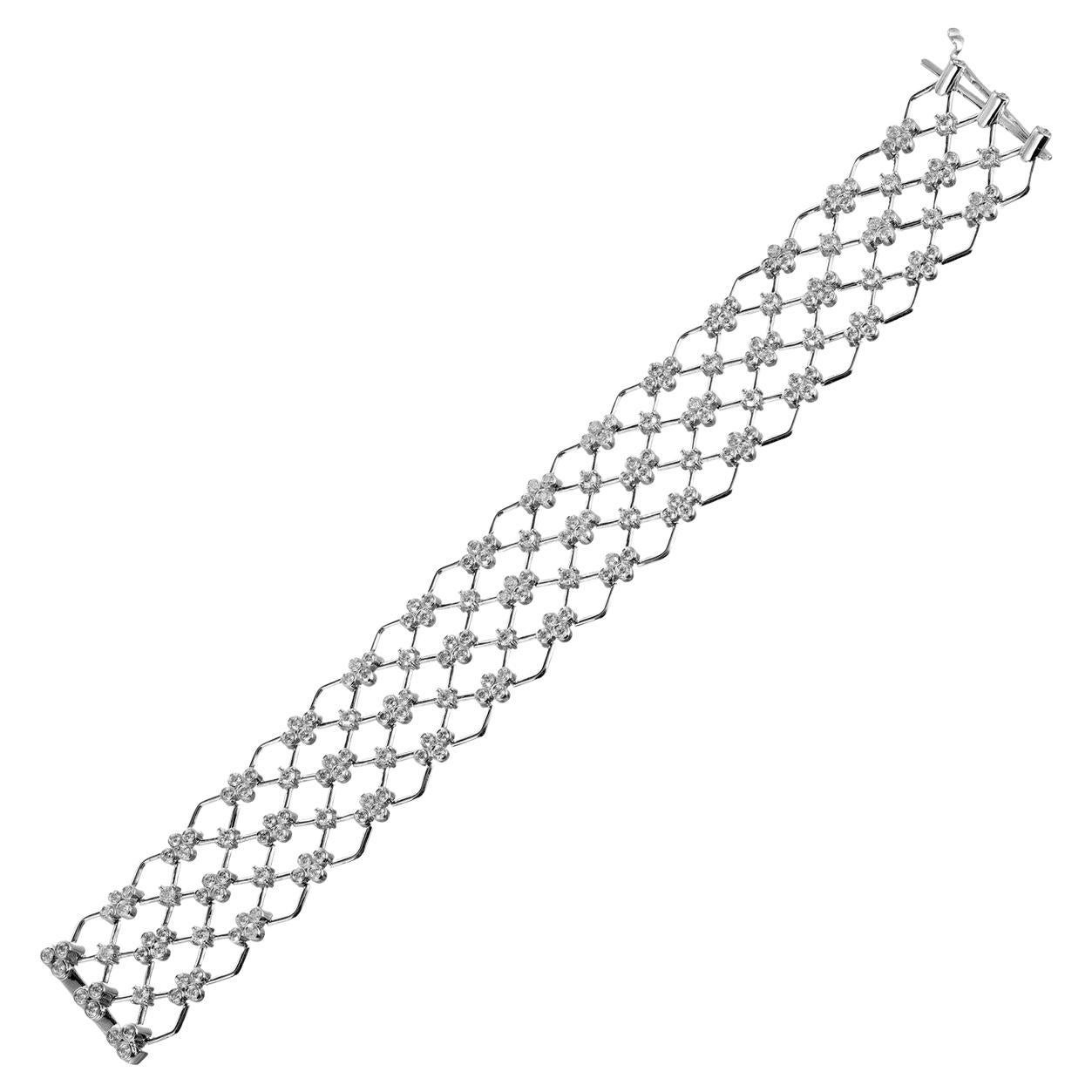 Bracelet Kwait Jasmine en or blanc et diamants de 5,28 carats