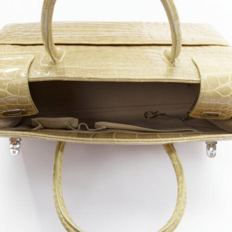 KWANPEN borsa in pelle squamata beige con fibbie laterali a scatto in vendita 5