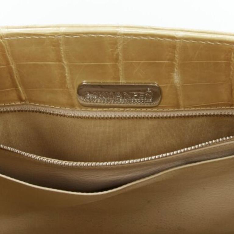 KWANPEN borsa in pelle squamata beige con fibbie laterali a scatto in vendita 6