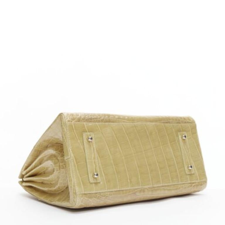 KWANPEN borsa in pelle squamata beige con fibbie laterali a scatto in vendita 1