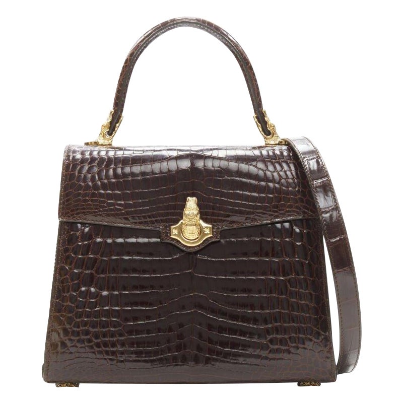 KWANPEN Braunes poliertes Leder mit goldenen Schuppen, Crossbody Tasche