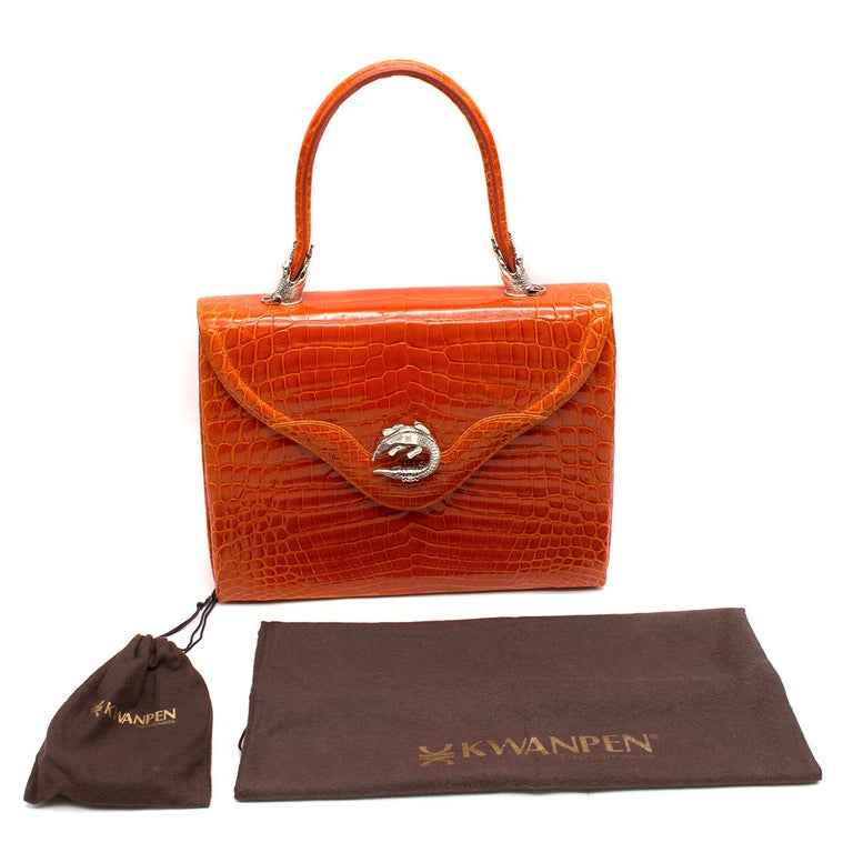 Kwanpen Orange Crocodile Leather 5568 Signature Handbag
