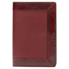 KWANPEN red glossy scaled leather trim bifold passport card holder
