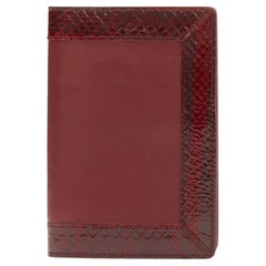 KWANPEN red glossy scaled leather trim bifold passport card holder