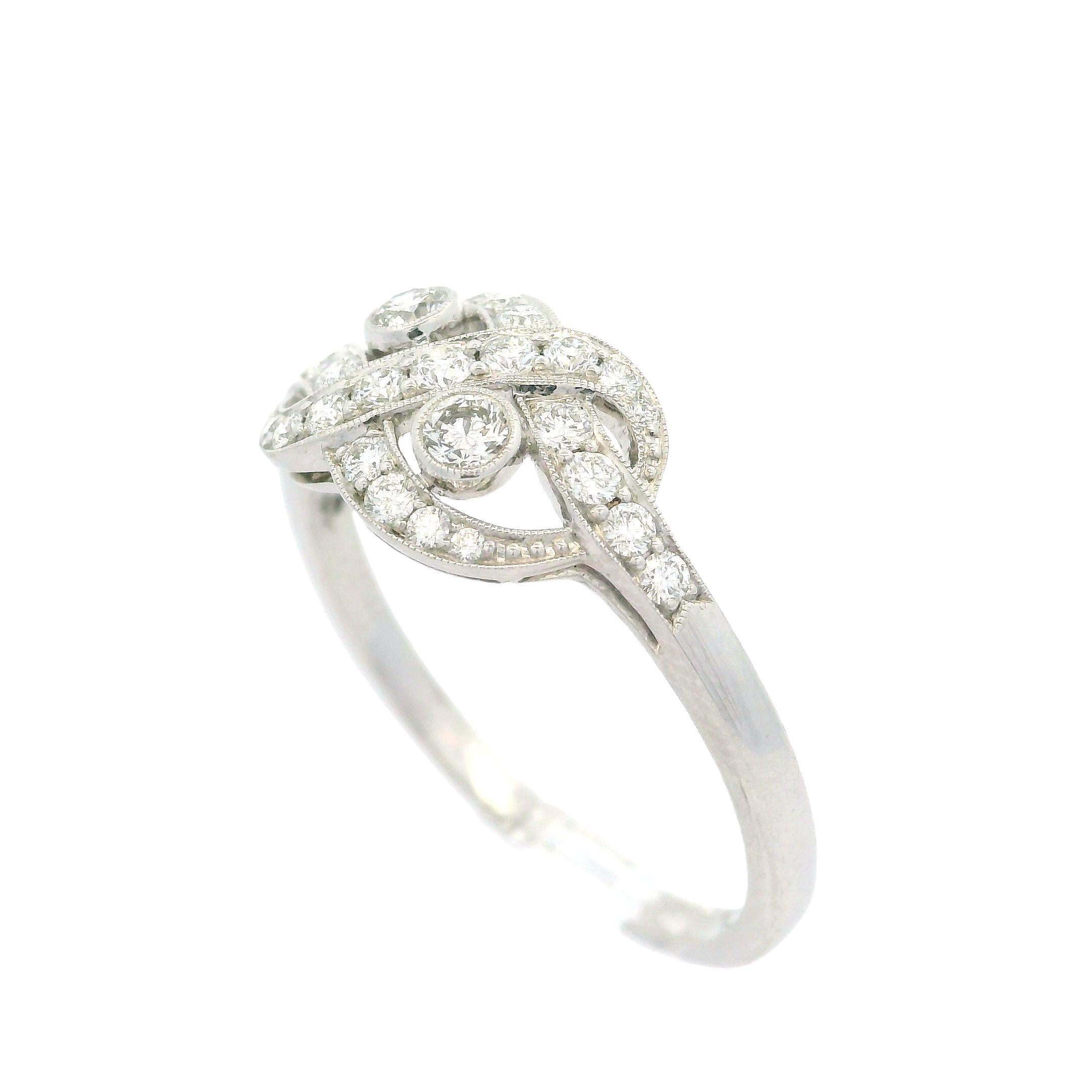 Kwiat 18k White Gold 0.40ctw Pave & Bezel Diamond Knot Ring 